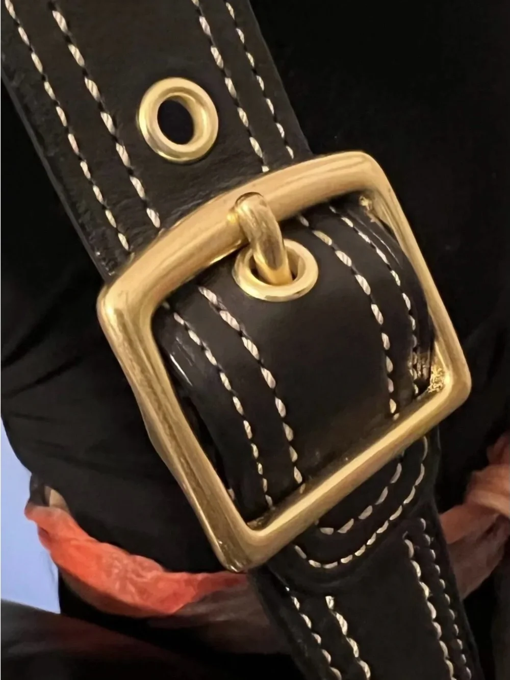 Coach Ali Legacy Black Leather Turnlock Shoulder Bag with hangtag.